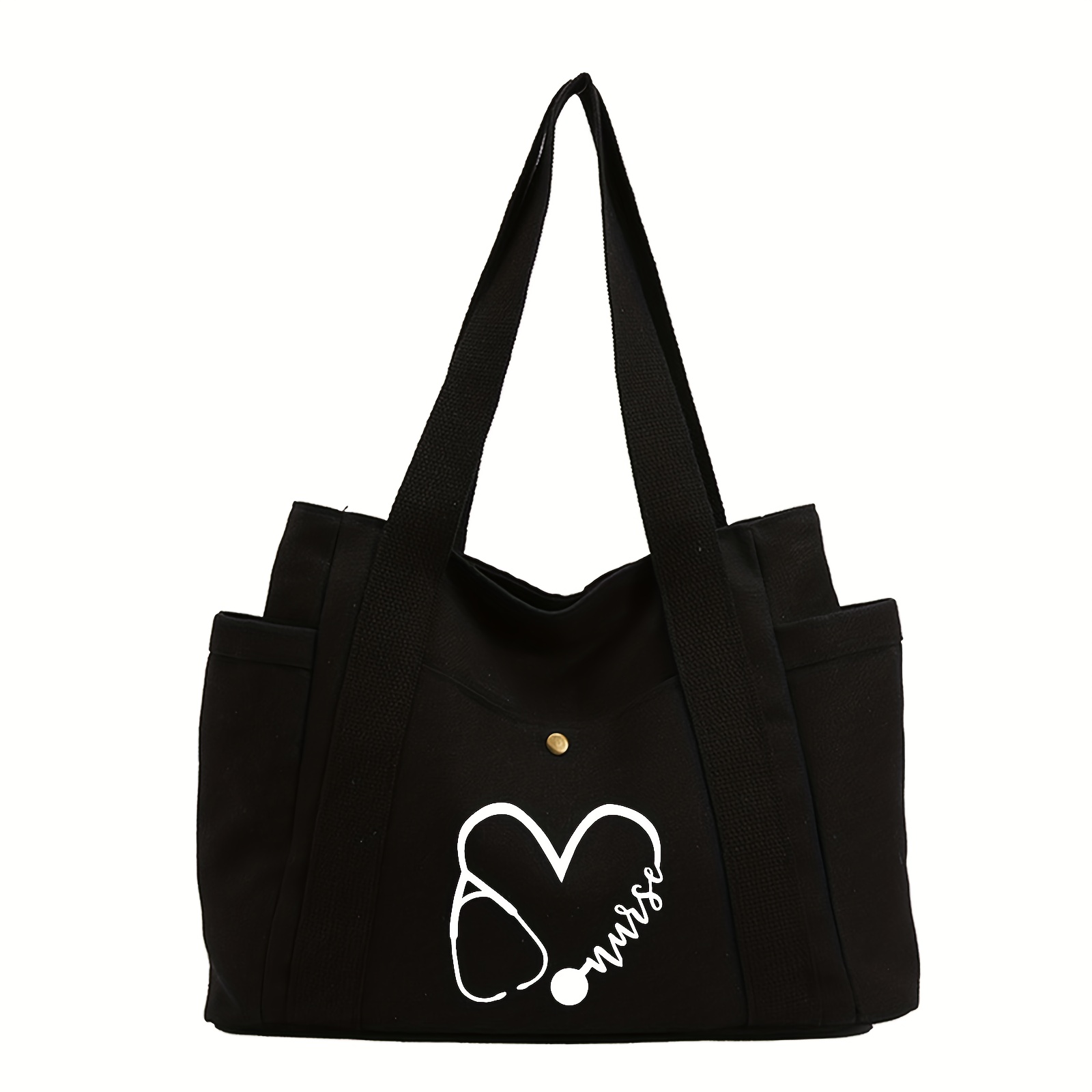 TEMU 1pc-nurse Stethoscope Printed Handbag-large-capacity Theme Multi-, Strong Double Handle And Zipper Closure, Light And Foldable, Suitable For