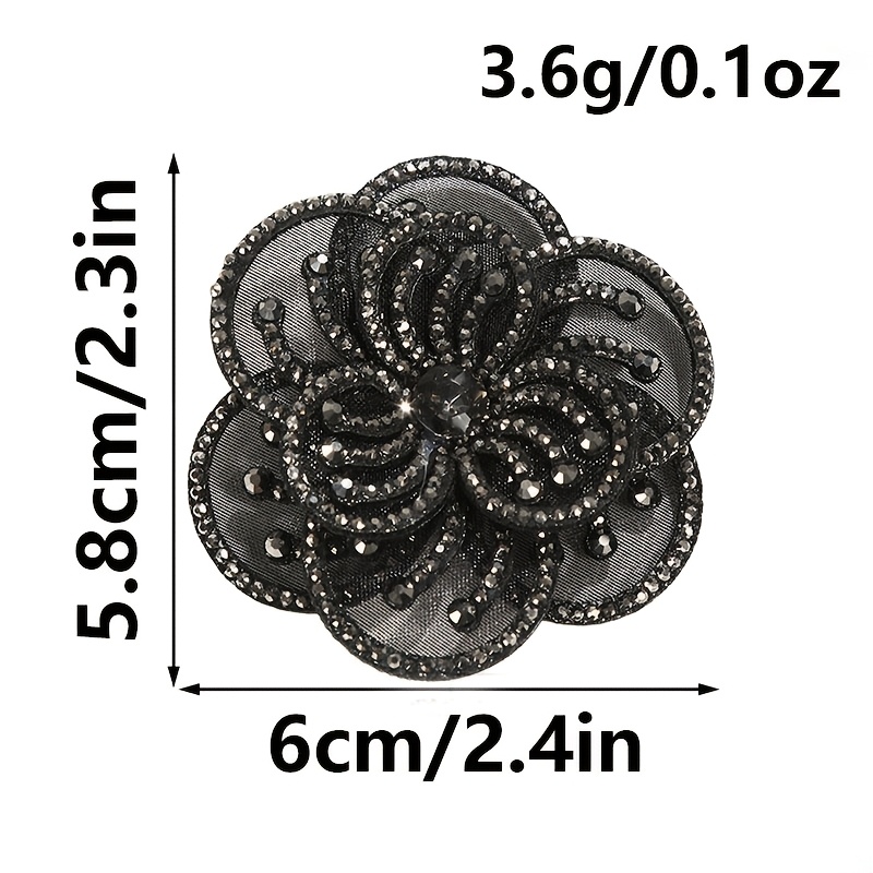Double-Layer Three-Dimensional Mesh Rhinestone Flower Fabric Patch