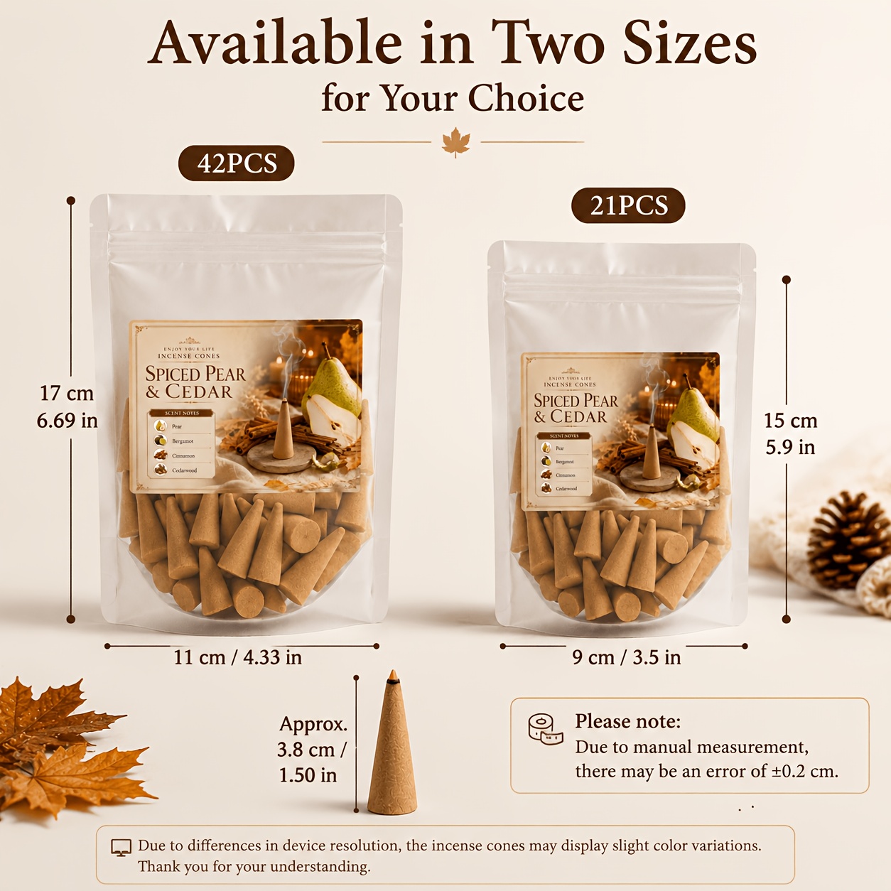 TEMU Harvest Pear Hearth Incense Cones – Pear, , Cinnamon & Scent, Warm Pear Home Fragrance For Thanksgiving, Christmas, Bedroom And Dining Room