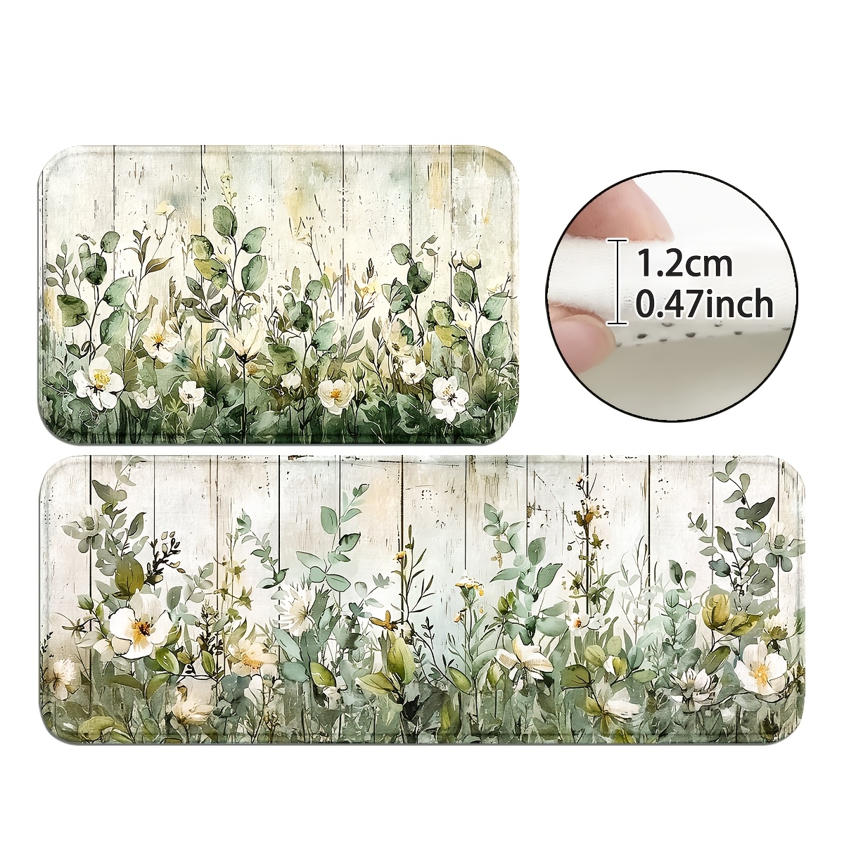 TEMU Tappetini da cucina con piante da 1,2 cm, tappetini antiscivolo e resistenti per bagno, tappeti da appendere, tappeti per cucina, casa, ufficio,