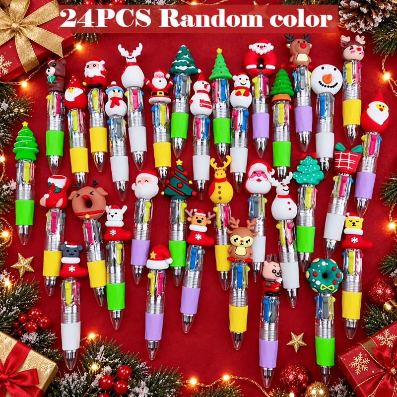 TEMU Juego de 24 bolígrafos de bolígrafo mini navideños aleatorios - Diseños surtidos y bonitos con Papá Noel, reno y - Agarre - Perfectos para y