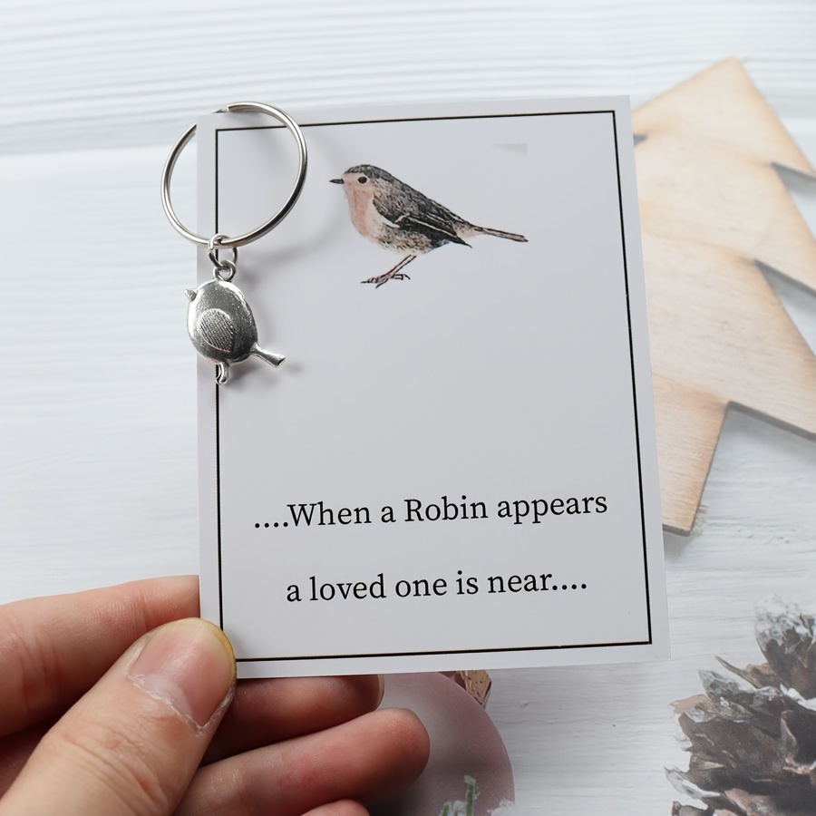 

Robin Memorial Keychain Set - Alloy Bird Key Ring With Classic "when A Robin Appears, A Loved 1 Is Near" Quote, Animal-themed Key Rings With Ring Buckle For Decoration, Homecoming Festival Gift