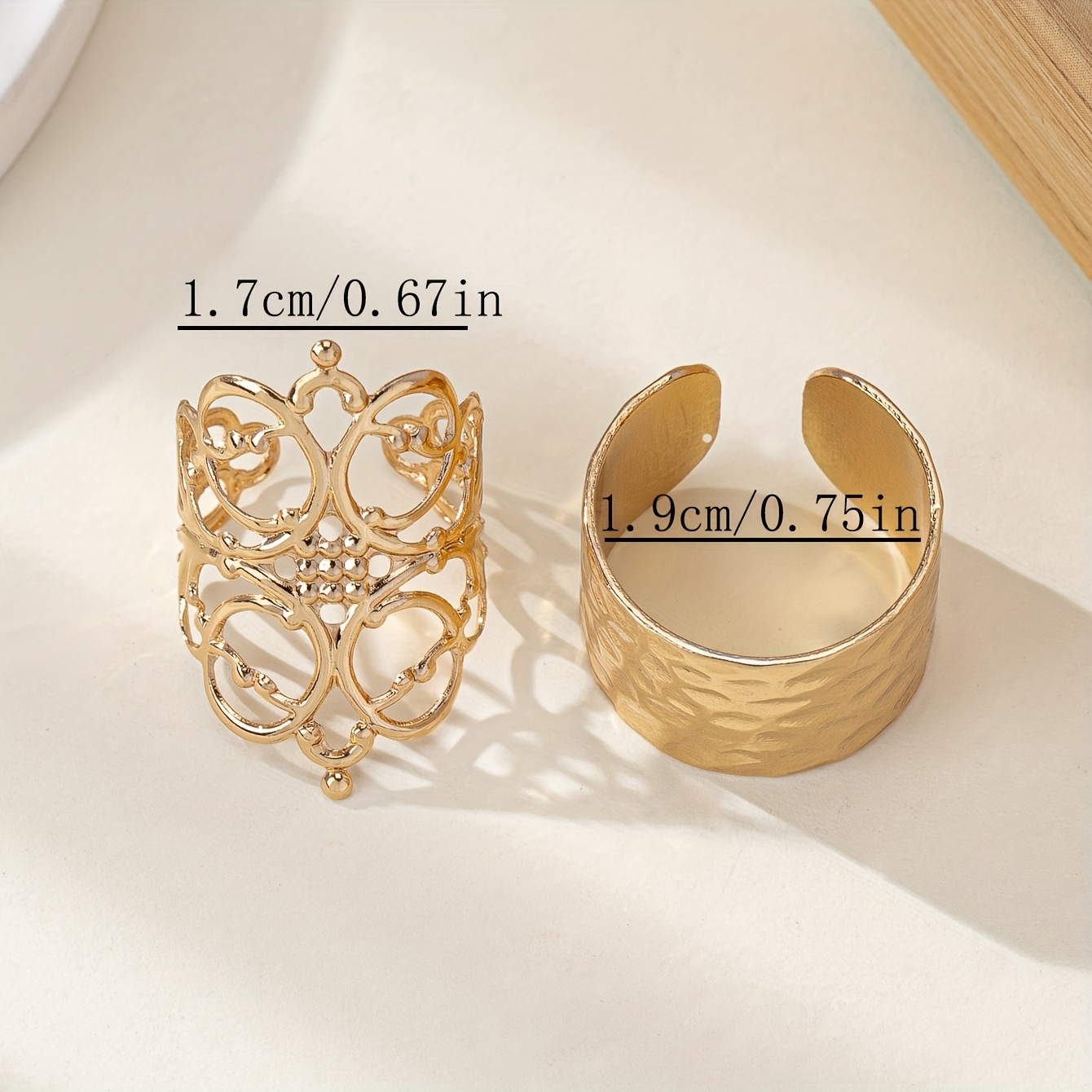 Adjustable Wide Band Ring Vintage Hollow Textured Alloy