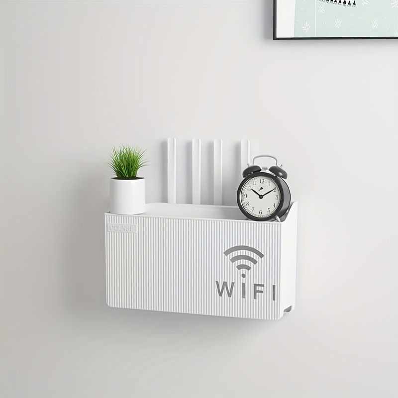 TEMU Wireless Router Storage Rack, Shelf, , Wall-mounted Plastic Storage Box, Suitable For Home Decoration, Room Or Office, Multi-functional
