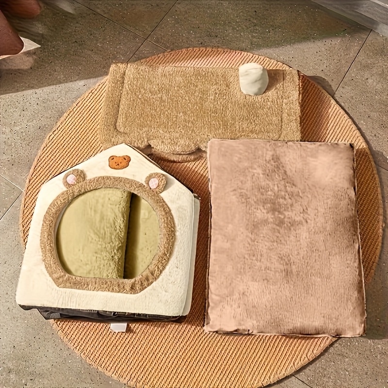 1  and dog house house shaped universal small pet bed for   winter warm and washable   6