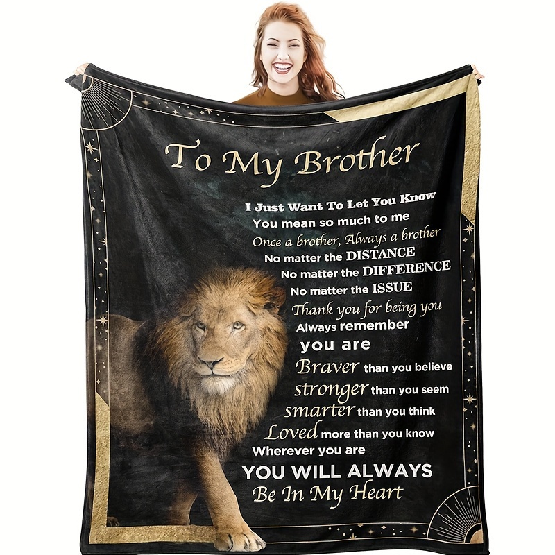 

Luxurious Lion Print Throw Blanket: Perfect Gift For Your Brother - Soft, Warm, And Durable