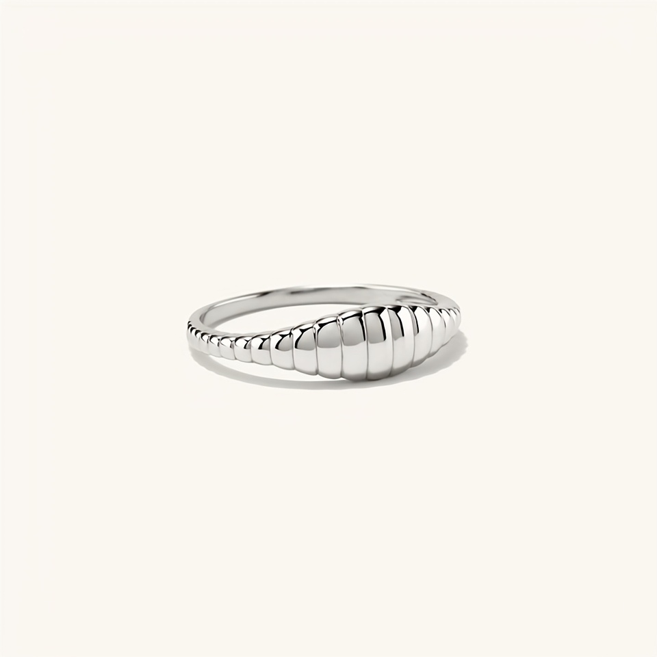 Women's Stainless Steel Ring Bohemian Wave Pattern Durable Jewelry