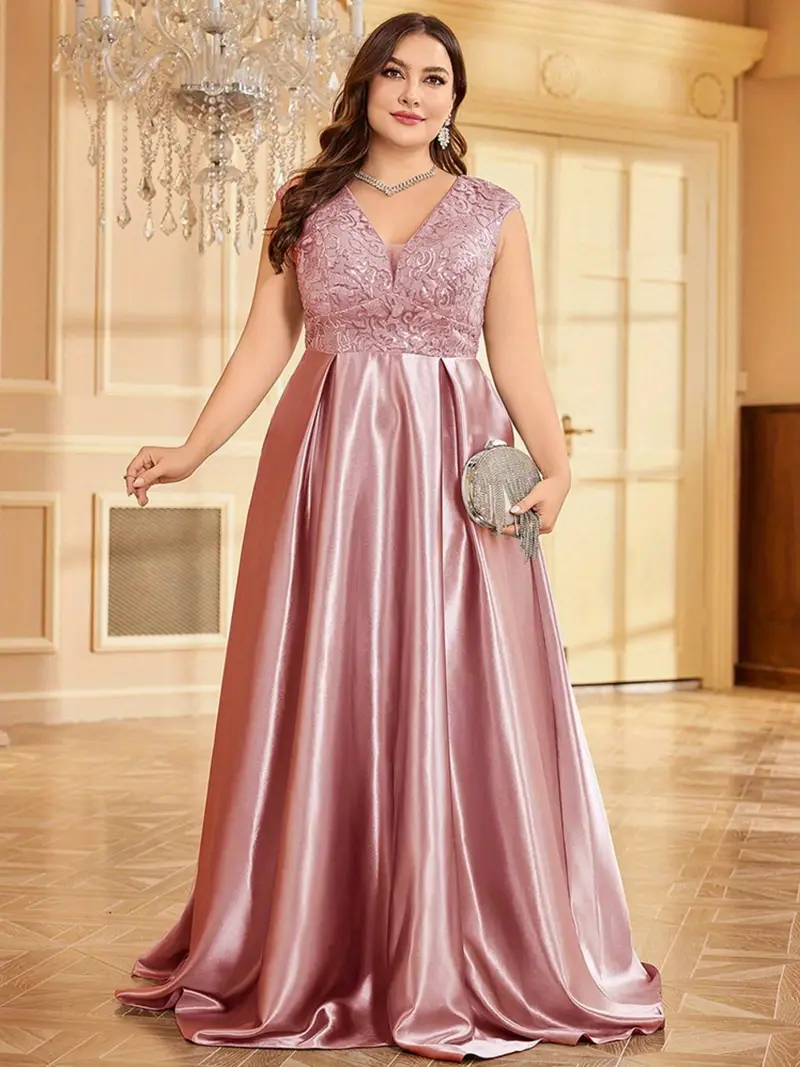 Vestidos Largos Ropa Mujer Tallas Grandes Shein Party Dresses Formal Wear Elegant Plus Size Evening Gowns Elegant Lace Satin A Line Gown Sleeveless Vestidos Largos Ropa Mujer Tallas Grandes Shein Party Dresses Formal Wear Elegant Plus Size Evening Gowns Elegant Lace Satin A Line Gown Sleeveless