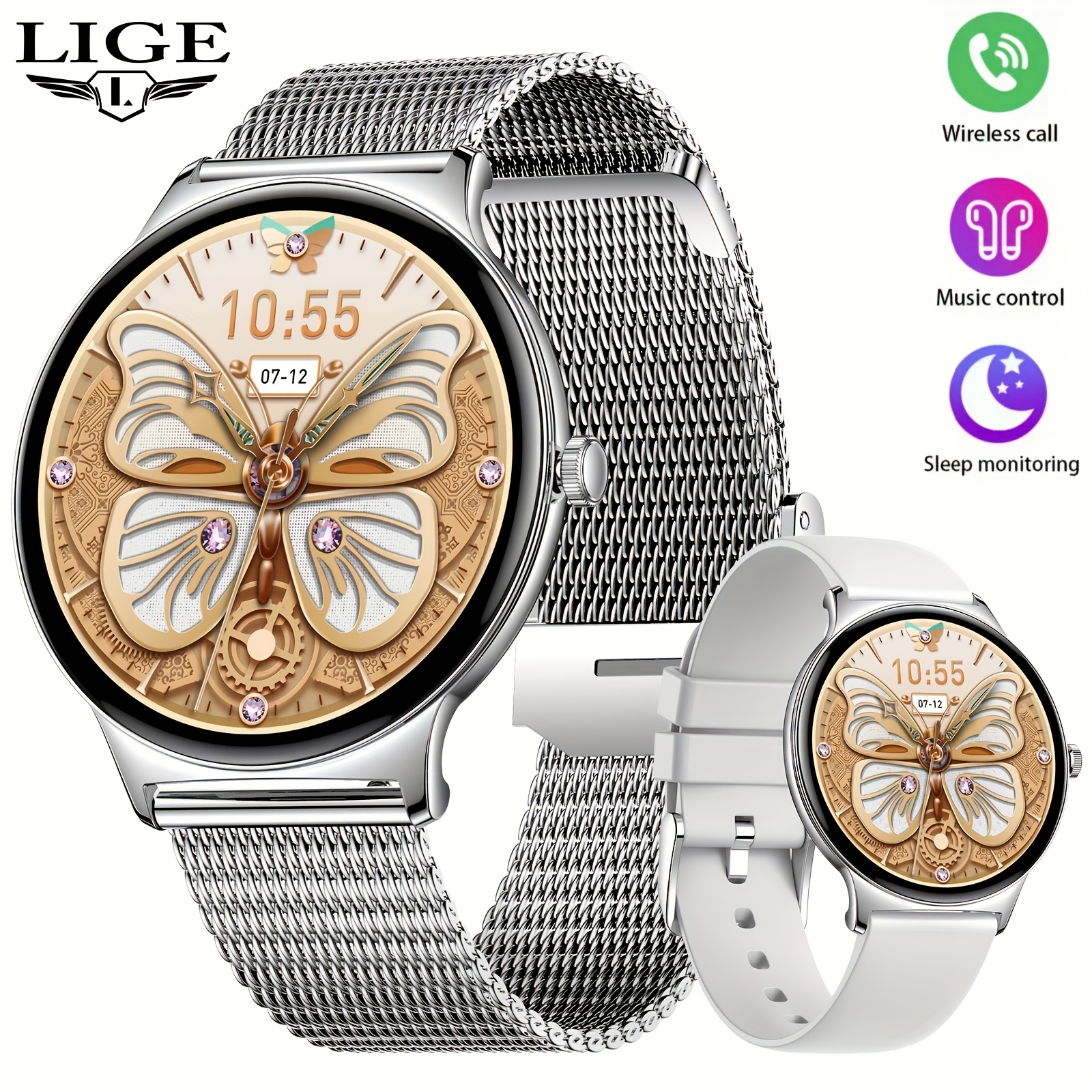 TEMU Lige Smart Watch For, 1.43" Amoled Hd Display, 100 Modes Fitness Watch, Notifications, Activity , 100 Sports Modes, Music Player, Smart Watches