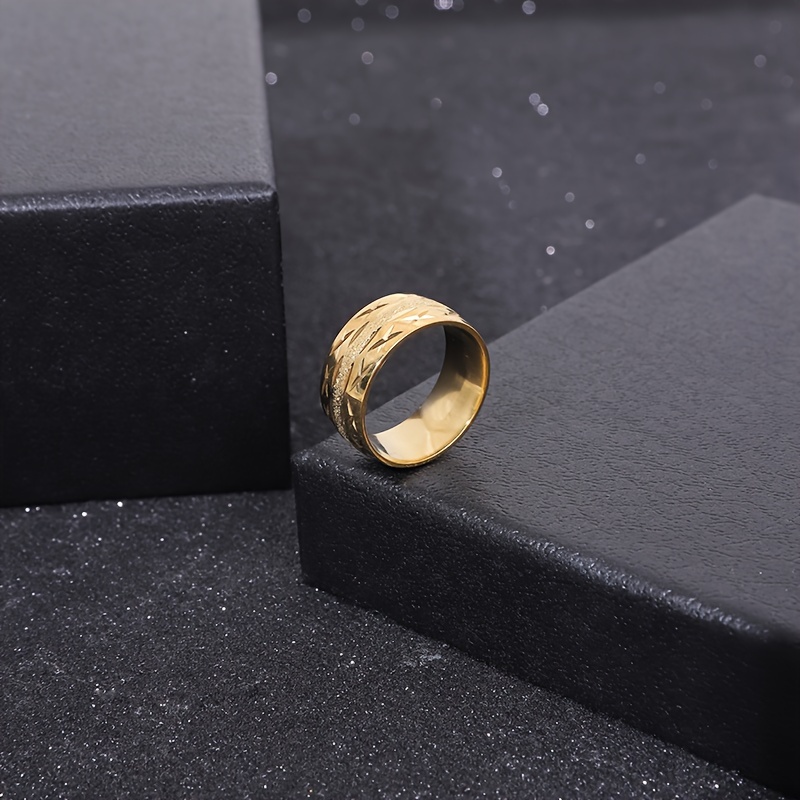 E-shop Ein 304L Edelstahl 304L 304L Edelstahl 304L 304L Edelstahl Herren 18K vergoldeneter Ring mit Muster
