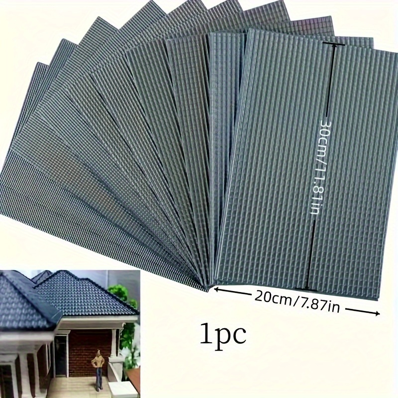 Image of 1pc Diy Miniature Roof Tile For Model Houses - 1/25 Scale, Durable Plastic, Realistic Architectural Accessory For Hobbyists, Perfect For Sand Table Landscapes & Crafts, Ages 14+