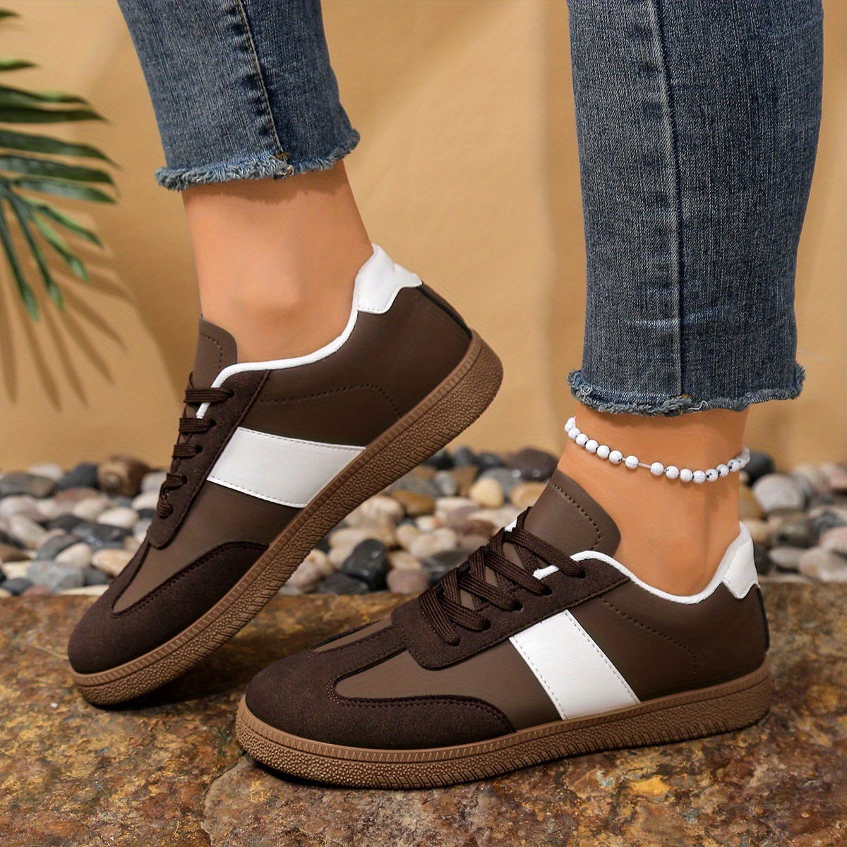 TEMU Zapatillas de skate de caña de diseño original de con transpirable versátil, zapatillas de entrenamiento alemanas para mujer, calzado de moda de