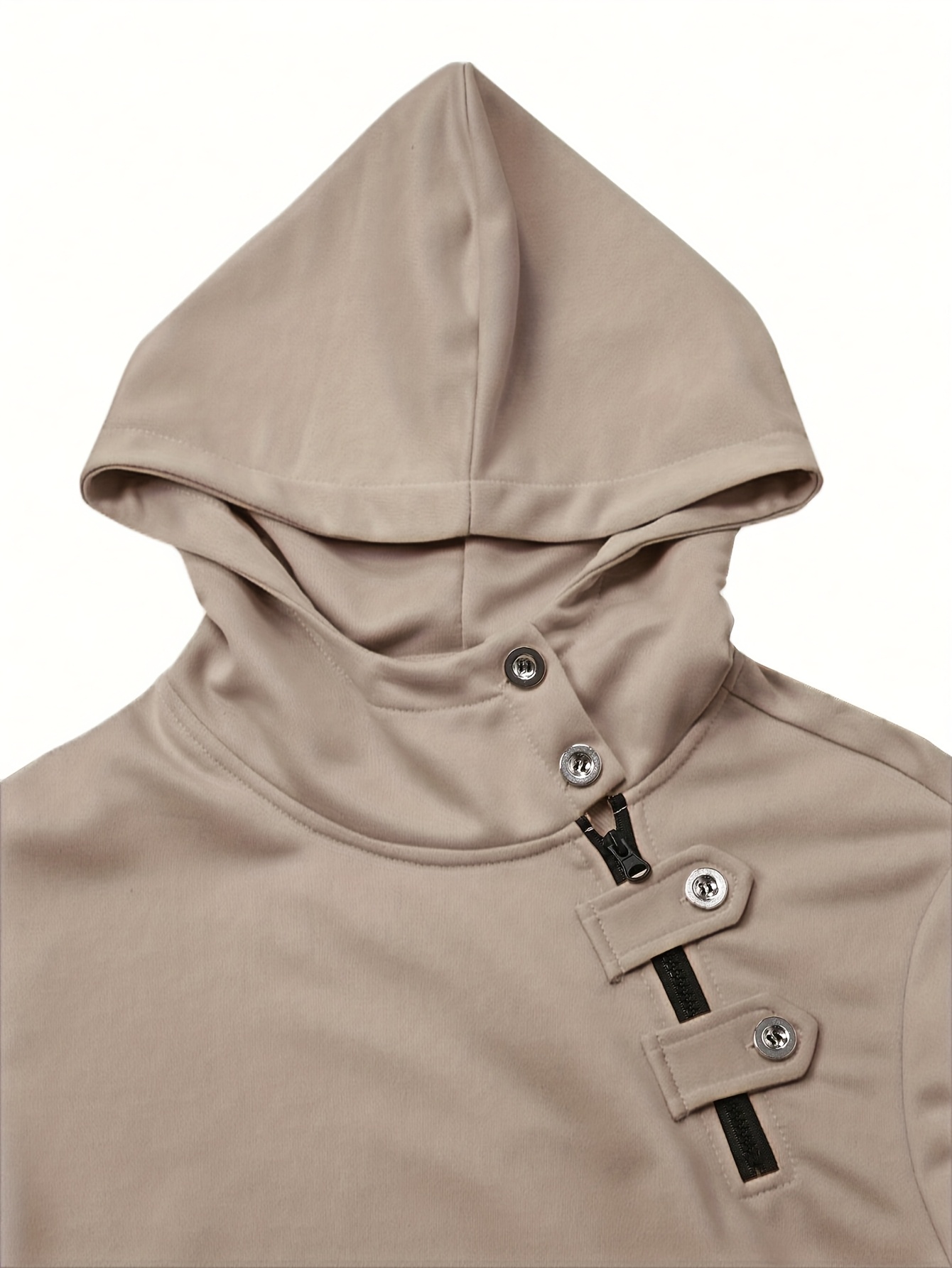 Men's Casual Green Hoodie with Half-Button Placket - Long Sleeve, Soft Polyester Fabric, Comfortable & Stylish for Spring/Fall, Casual Wear Hoodie | Minimalist Hoodie | Knitted Texture, Sweater Hoodie