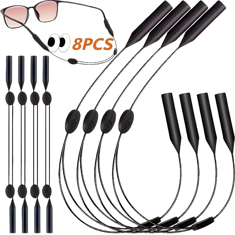 TEMU Lot de 8 chaînes de lunettes réglables en , adaptées à tous types de lunettes - Cordons antidérapants pour lunettes, spécialement conçus pour la