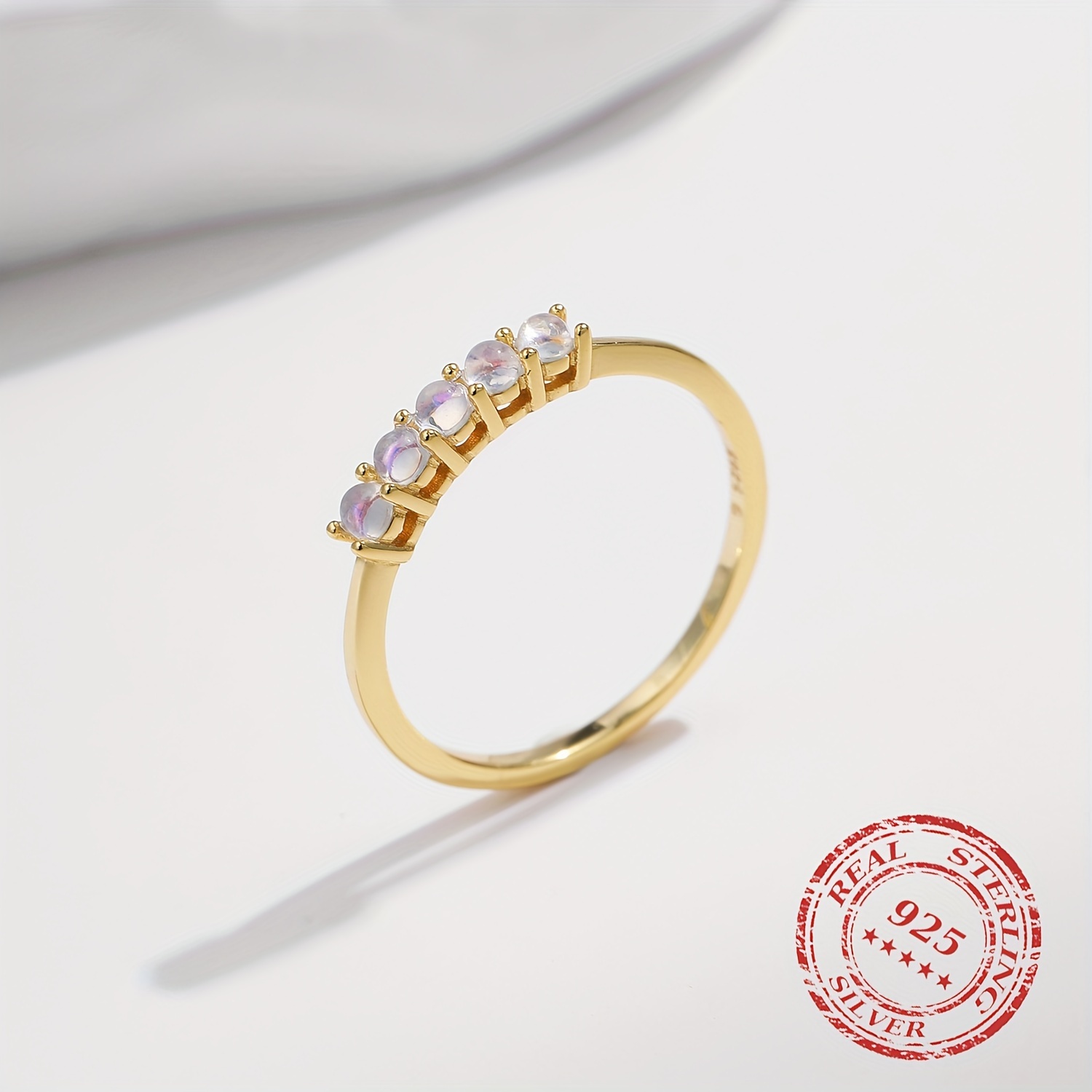 Moonstone Ring in S925 Silver Forest Style