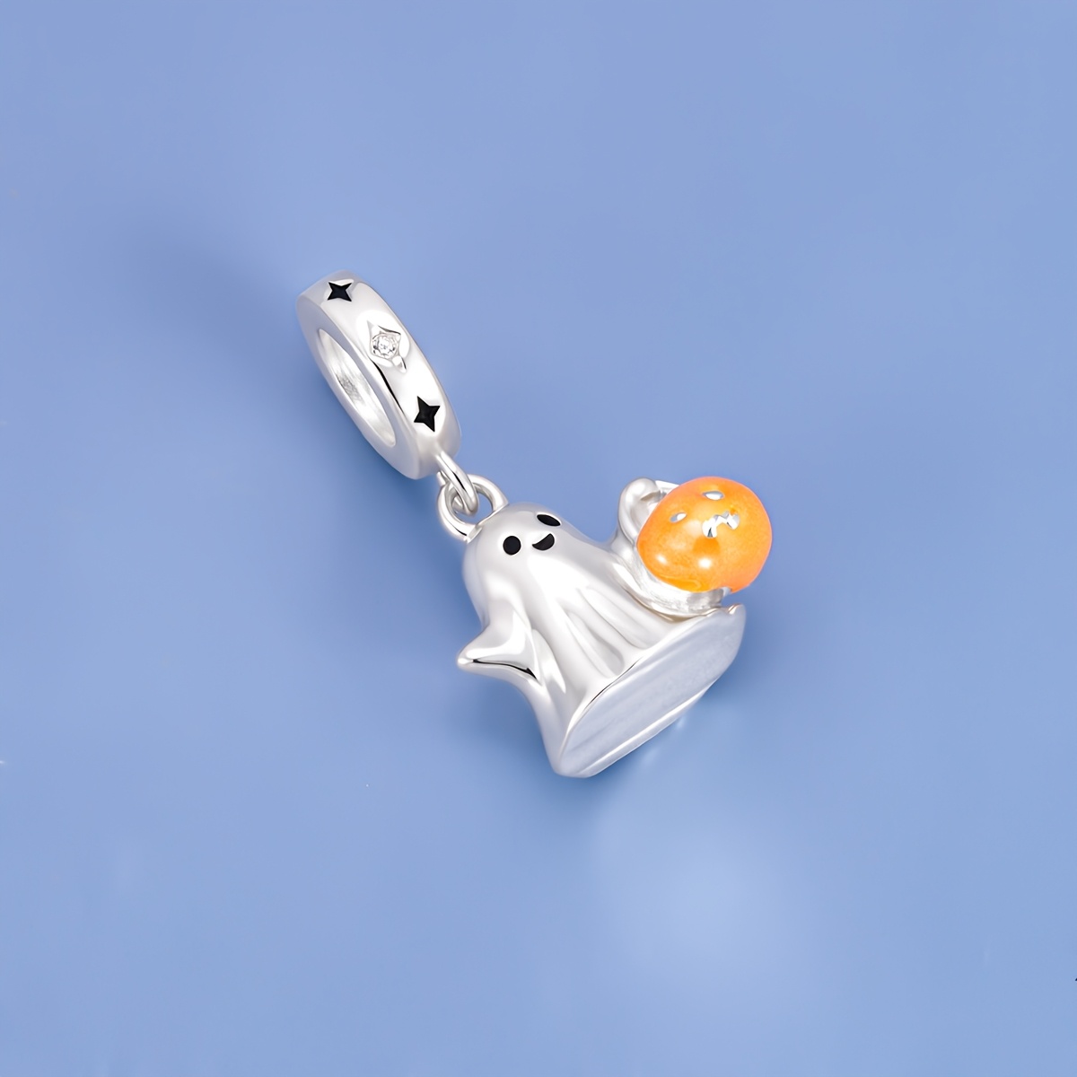 TEMU 1pc Silvery Plated Copper Halloween And Glowing Pumpkin Lantern Shaped Pendant Suitable For Men And Women. Suitable For Jewelry Diy Making