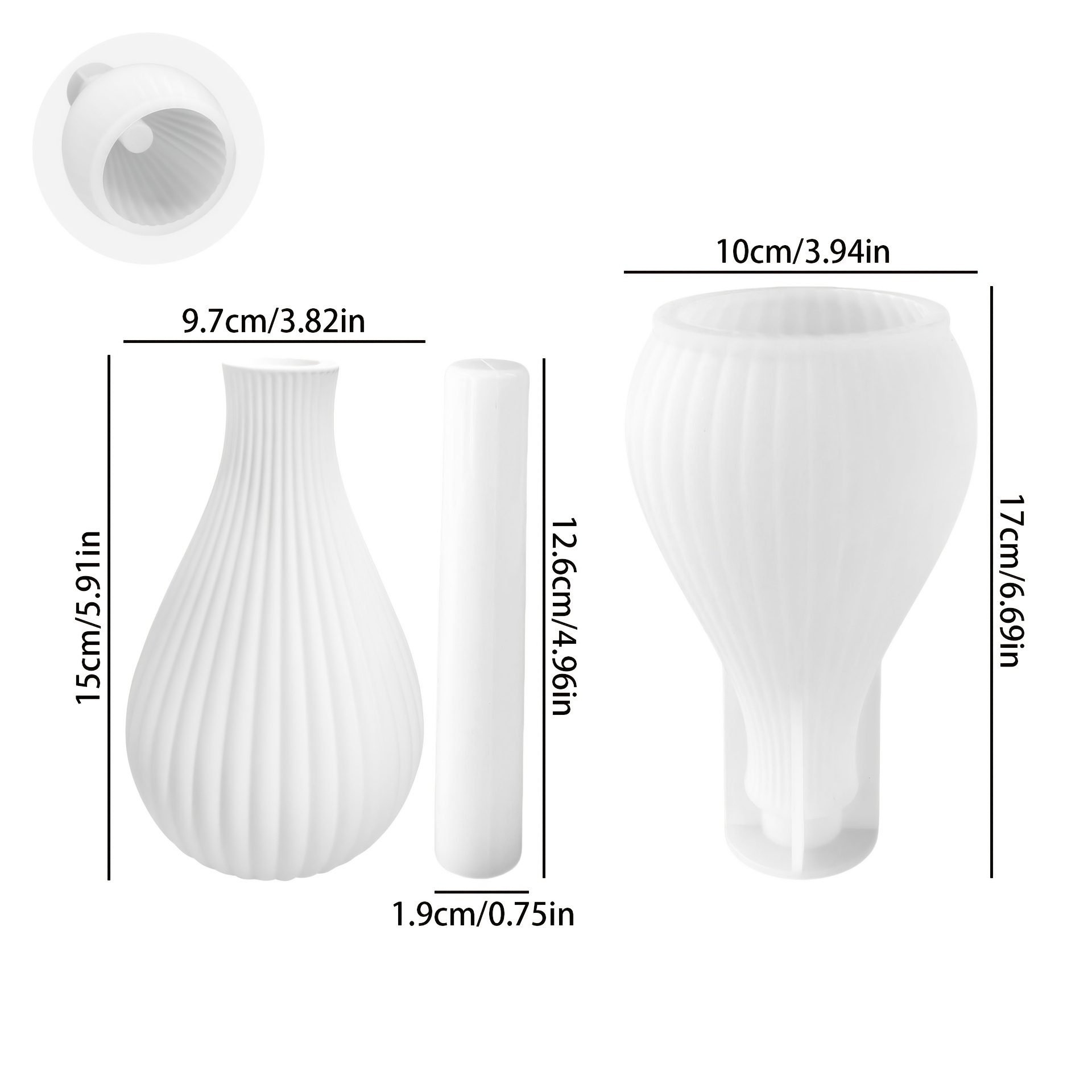 TEMU Striped Plaster Vase Silicone Mold Plaster Resin Hydroponic Flower Vase Decoration Mold