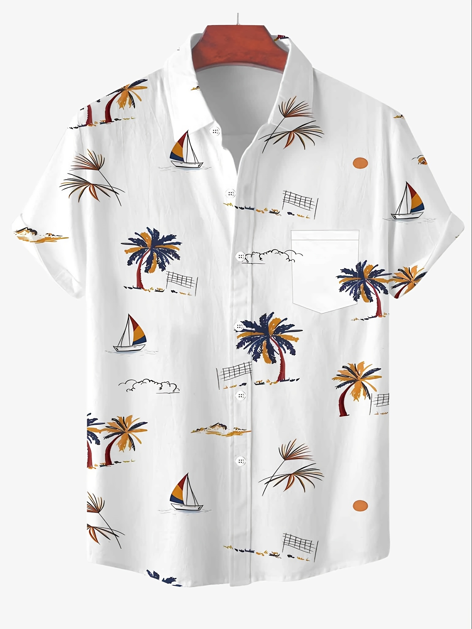 mens tropical hawaiian shirt beach themed print sailing Temu