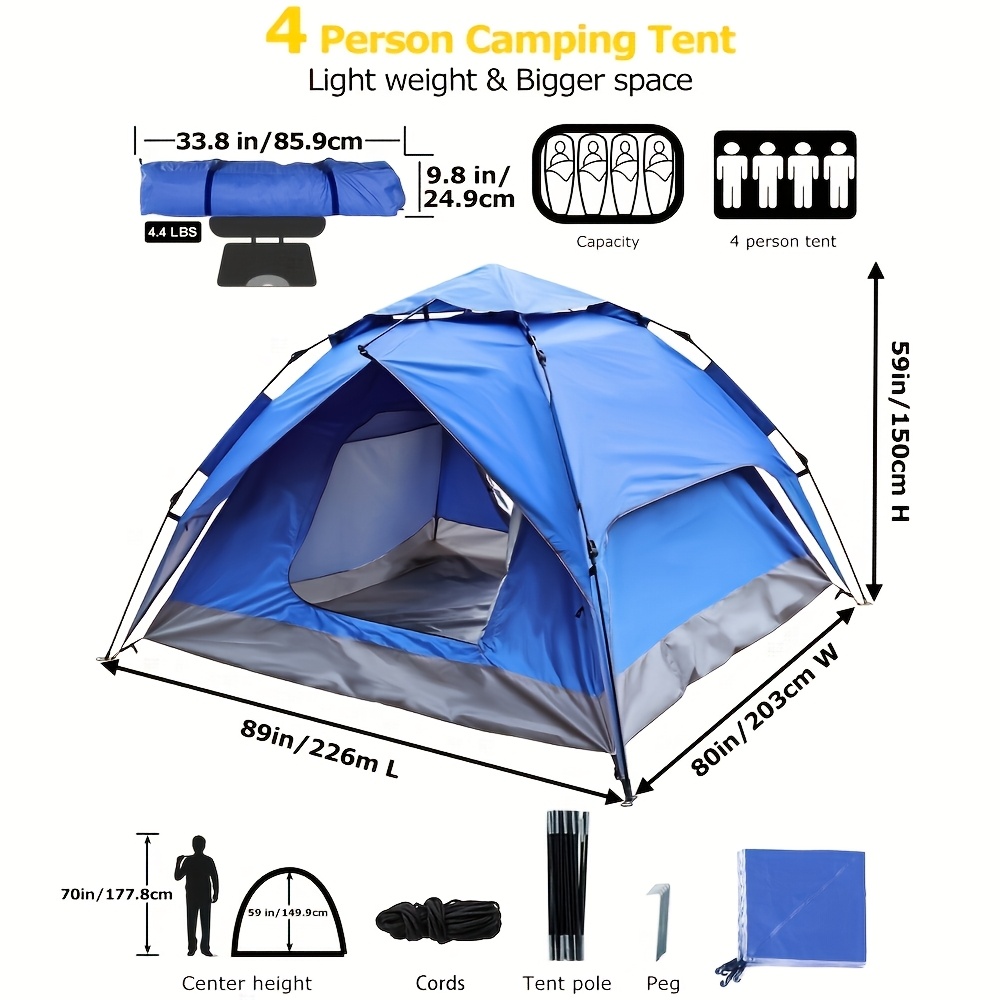 Image of Instant Tent, Snowproof, Double-layer Outdoor Camping Ice Fishing Windproof Privacy Tent, 2 3 Person Vertical Space