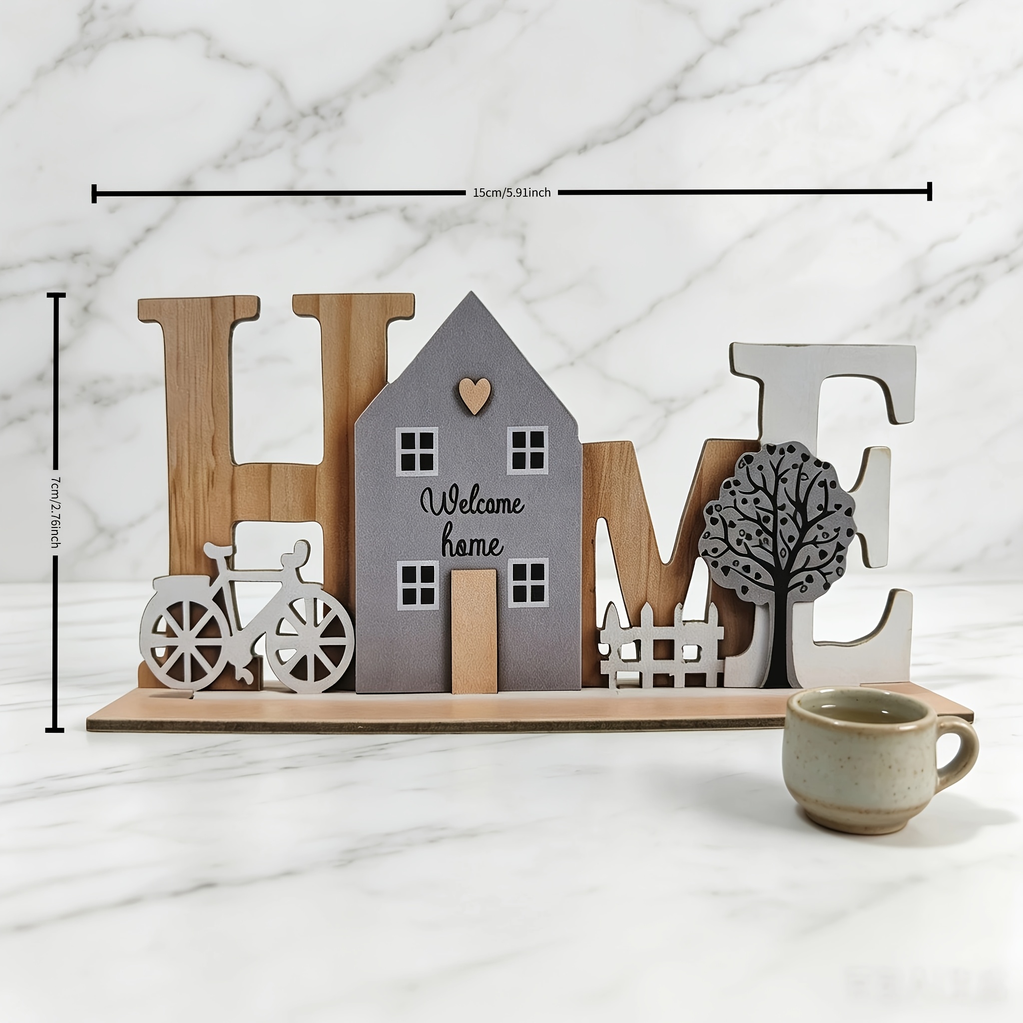 TEMU 2d Flat, Wooden Ornaments, Bohemian Style Home Home Decor Items, English Letter Home Decorations Office, Living Room, Bedroom, Gifts And