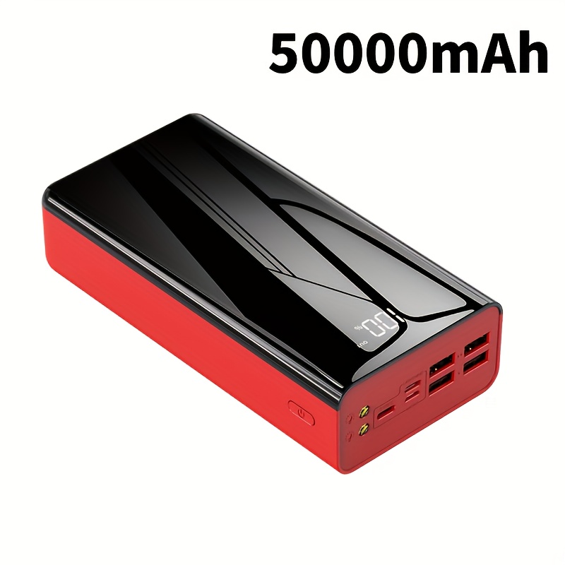 TEMU 50000mah Super Large Capacity, Power Bank With Led Display, 4 Usb Ports, Type-c Port, Flashlight And Emergency , 22.5w Fast Charging - Outdoor
