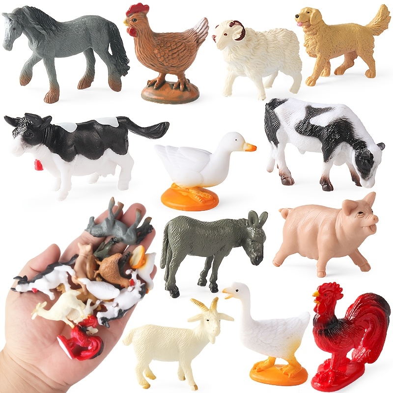 12pcs Mini Plastic Farm Animal Toy Set for Kids