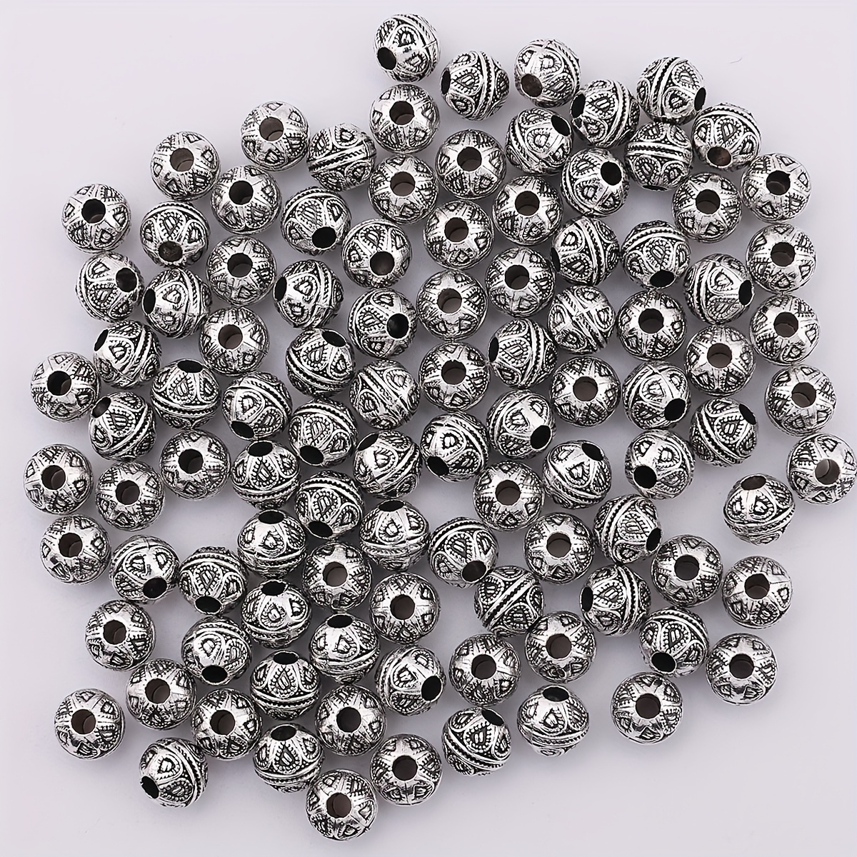 50pcs Petal Pattern Spacer Beads, Flat Round Alloy Accessories For Stringing, Retro Minimalist Making Supplies, Necklace And Bracelet Charms, Handmade