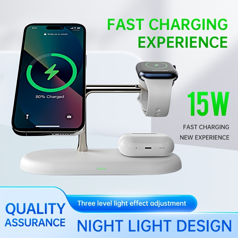 3 in 1 Wireless Charging Station for   Charger, 15W Fast Magnetic   Stand for Iphone 17 16 15 14 13 12 for   Watch for   Series, Gifts for Men