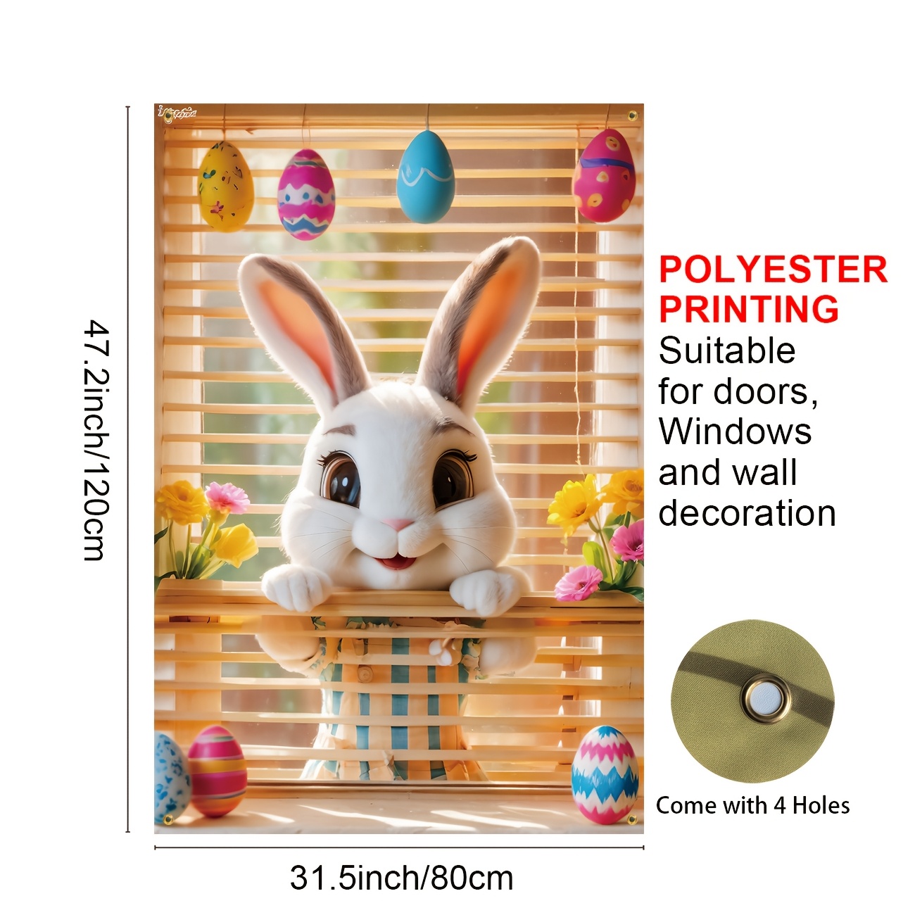 Image of 1pc, Window Banner Flag, Rabbit Number Painting Home Wall Window Hanging, Party Carnival Decor Banner, Durable Polyester Material, 47.2x31.5 Inches, Indoor/outdoor Use