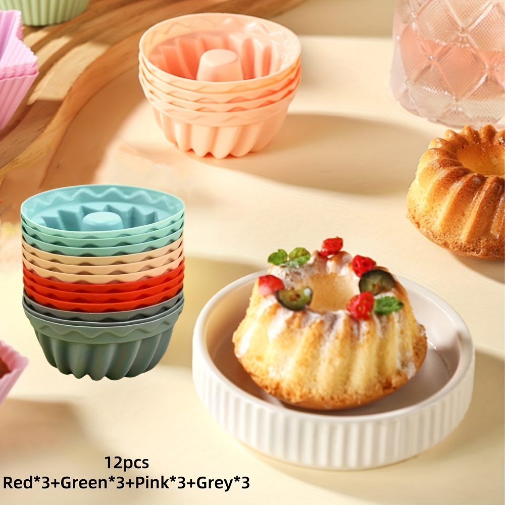 

12pcs Reusable Silicone Muffin Cups, Mini Silicone Cake Molds, , , Kitchen Baking Tools, Essential Gadgets, And Accessories For Home