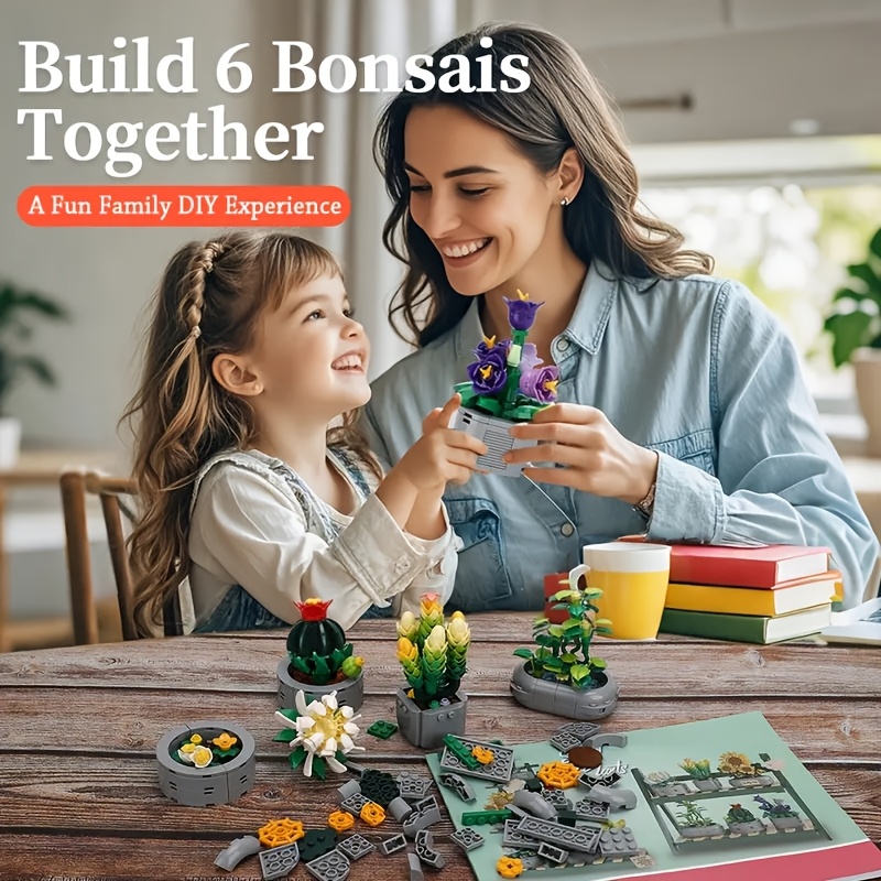 Flower and Succulent Plant Series Building Set, Creative Decor