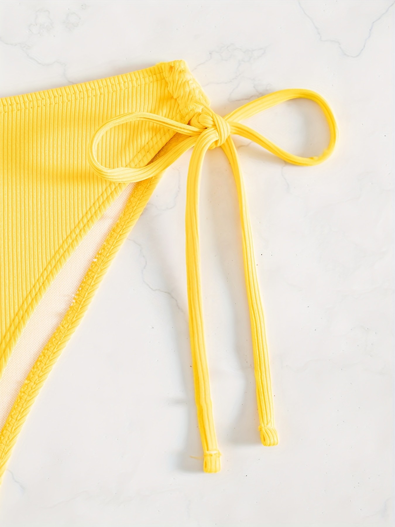 2024 New Arrival - Vibrant Yellow Strapless Bikini Set with Steel Support & Tie-Up Design for Women, High Stretch Polyester Blend, Perfect for Swimming & Beach, Beach Attire|Vibrant Swimsuit|Stretchy Fabric