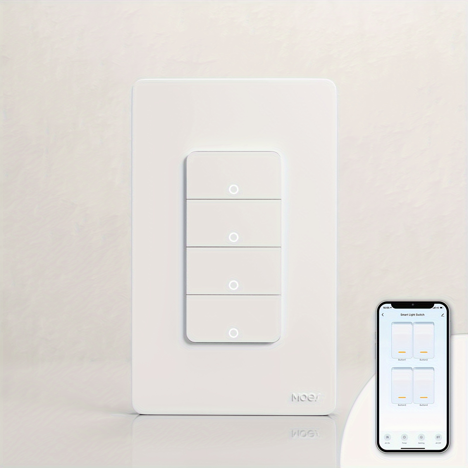 

Moes Wi-fi Smart Light Switch Us Single Pole Push Switch Work With Home Neutral Wire Required