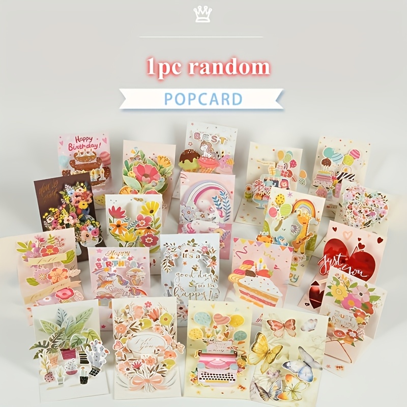 

1pc Random Includes A Friend Gift Card With A 3d Pop-up Greeting Card - Multiple Hand Written Cards With Flowers, Hearts, And , Unique Birthday, Wedding, Graduation, Gifts