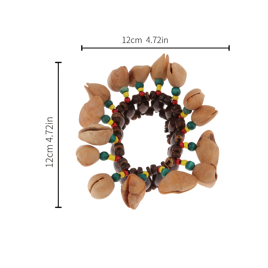 Handmade Fruit Shell Handbell, African Drum Percussion Accompaniment, Wrist Bell Bracelet with Natural and Crisp Sound, Suitable for Percussion and Music Lovers, Comes with a Storage Bag