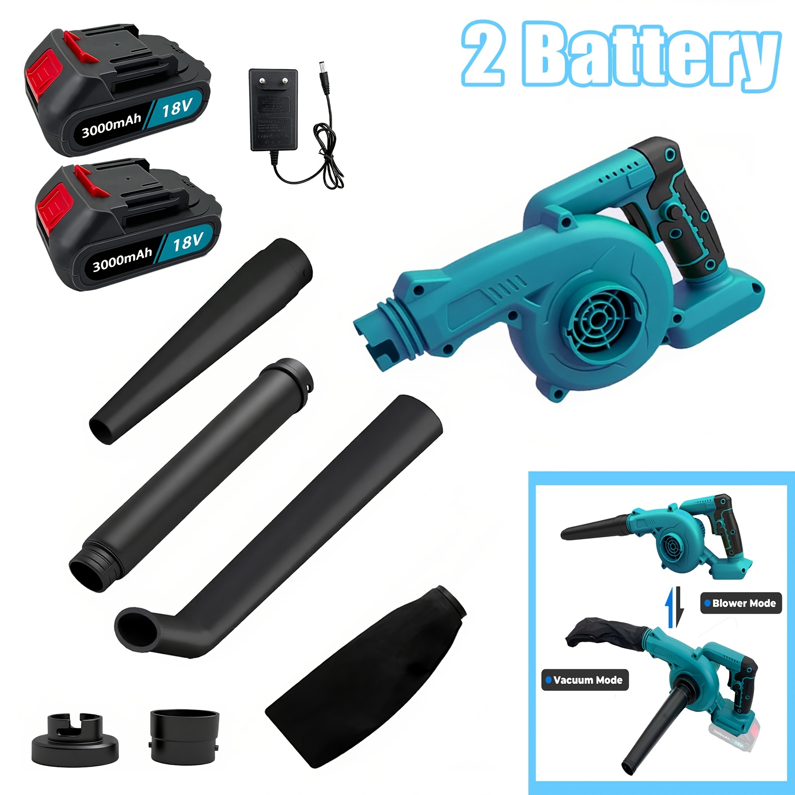 Image of 250w Cordless Leaf Blower With 2 Batteries, 2-in-1 Portable Small Electric Leaf Blower, Electric Leaf Cleaner, Lightweight Handheld Small Blower For Patio, Garden, House, Depot