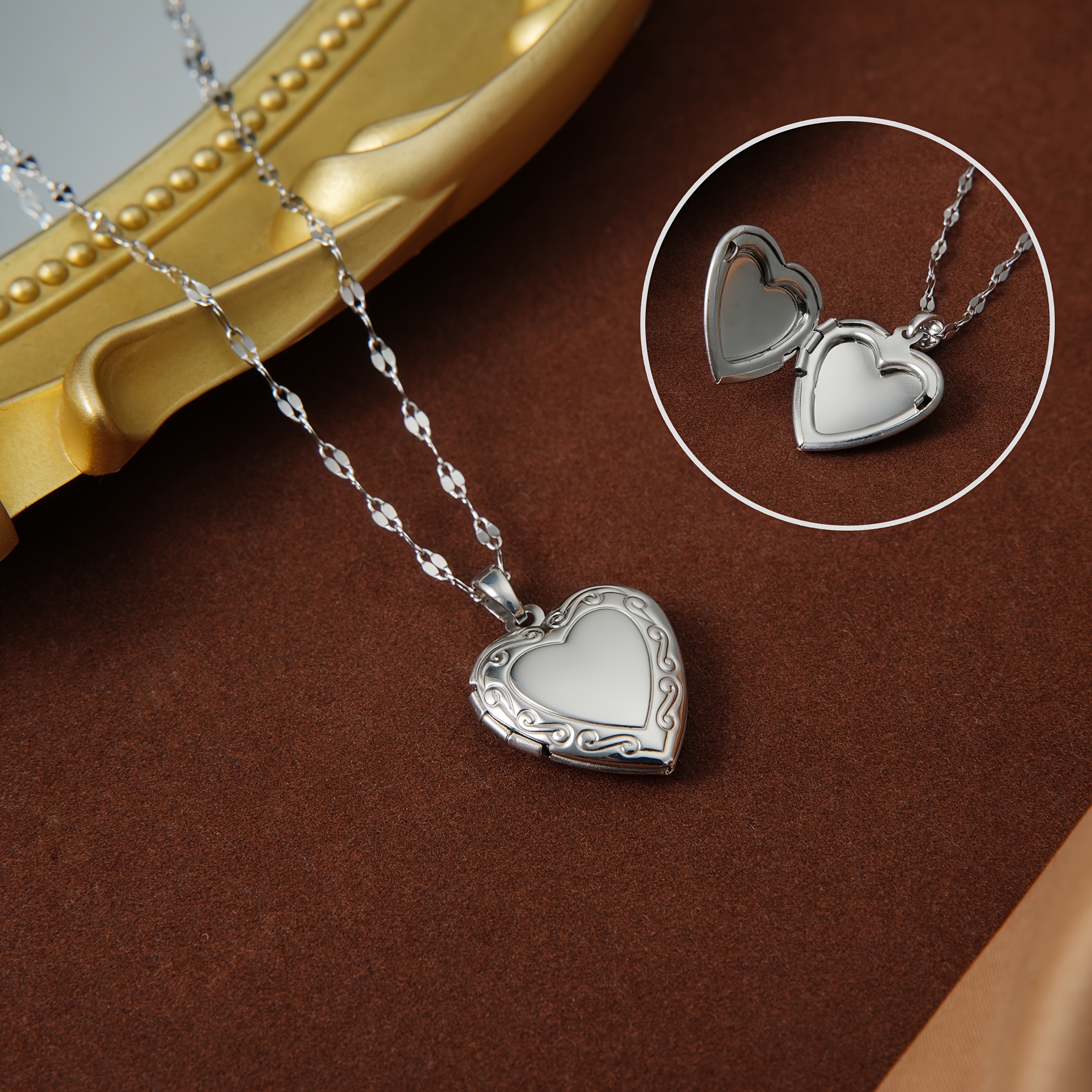 E-shop Vintage elegante Halskette mit Herz-Anhänger, für den als Geschenk, für den Valentinstag, jahreszeitunabhängiger Stil