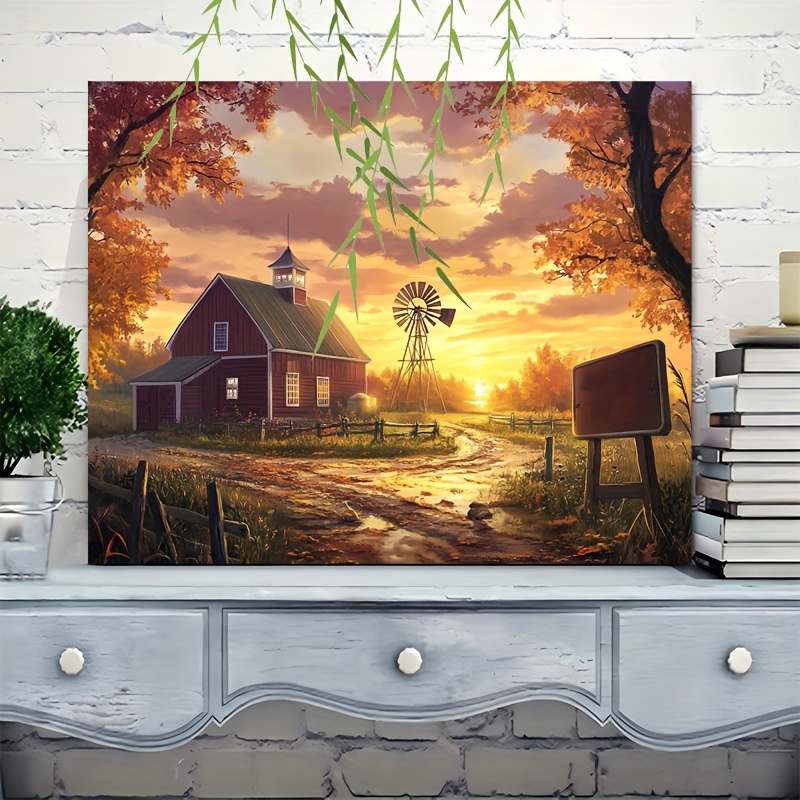 自然風景の絵画 木製フレーム付き