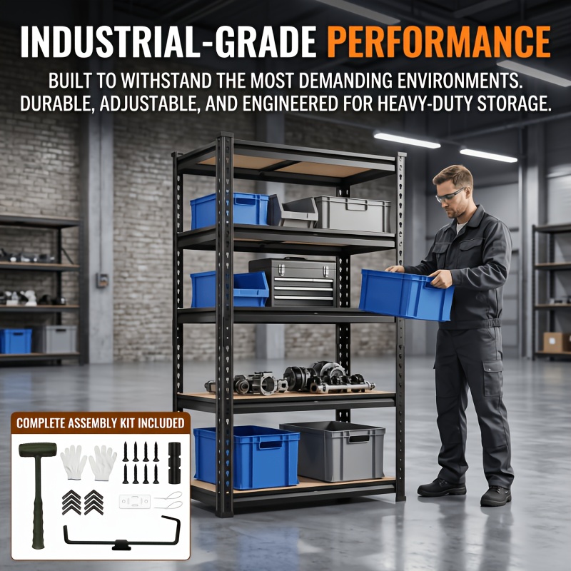 Image of 6-tier Heavy Duty Metal Storage Shelving, 48" W X 24" D X 72" H Adjustable Garage Shelf Unit, 3000 Lbs Load Industrial Storage Rack For Basement Warehouse Storage And Organization
