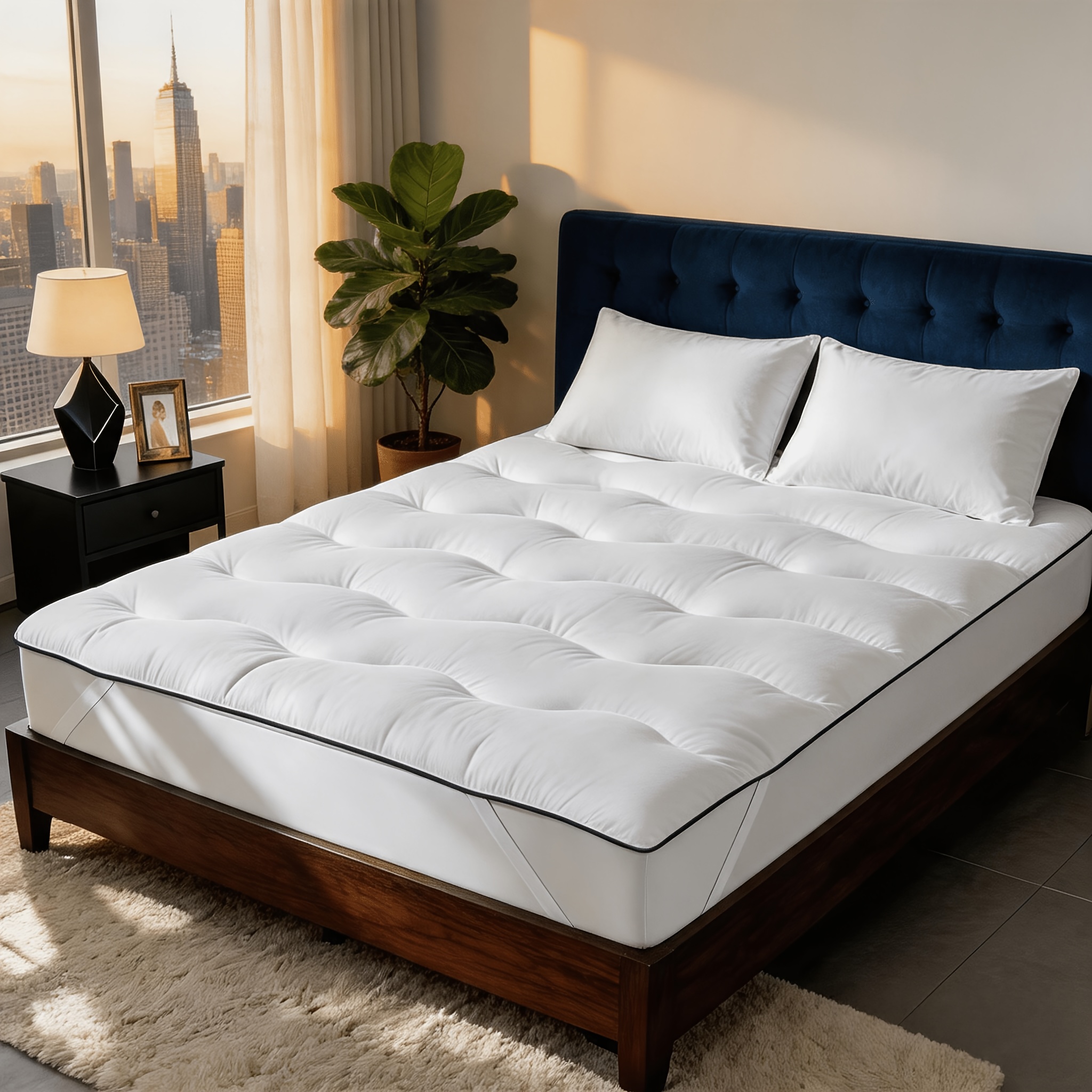 High - Quality Mattress Mattress Protector With Cushioning, Breathable And Comfortable Mattress Topper With Strong Elastic Straps, Machine Washable, Mattress Cover For Bedroom Dorm