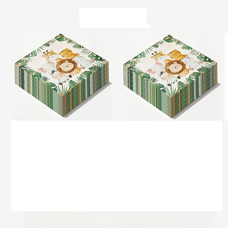 TEMU Serviettes en Papier Jetables Anniversaire pour Fêtes d'Anniversaire, Serviettes Jungle 6,5 x 6,5 Pouces, Convient pour Fournitures de Fête