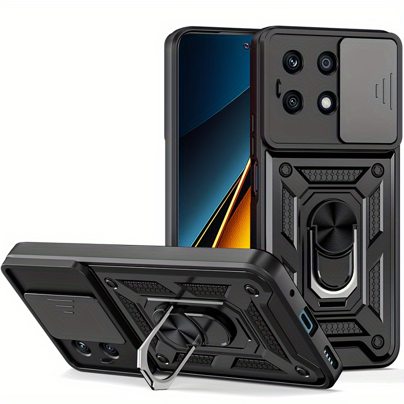 

Heavy-duty Shockproof Plastic Phone Case With Metal Kickstand For Poco X6 Pro, X5 Pro, F5, C65 - Durable Protective Holster With Convenient Hands-free Viewing Stand Feature