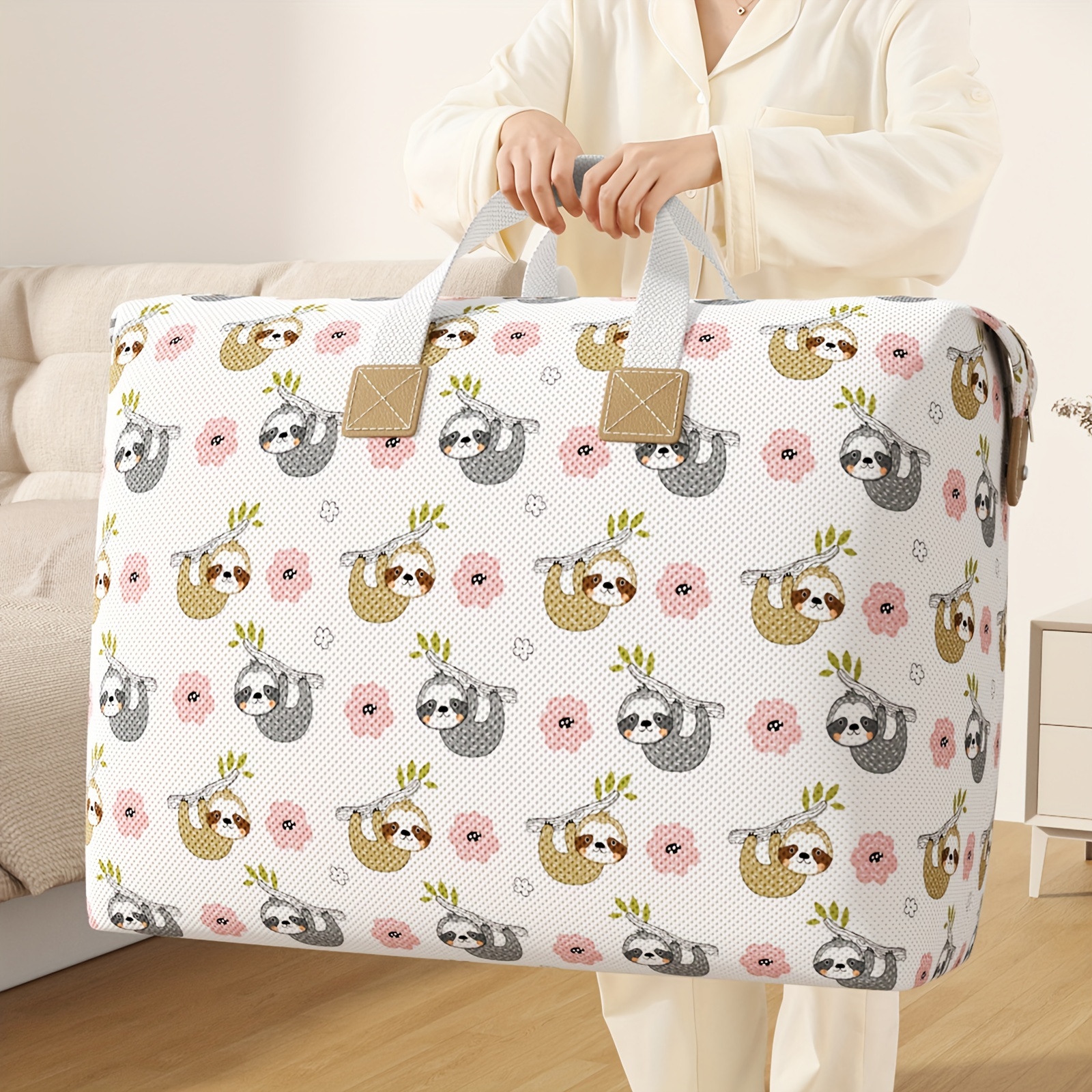 

Large Capacity Foldable Storage Bag With Handles - Organizer For Clothes, Blankets, Toys - Lightweight & Non-woven Fabric