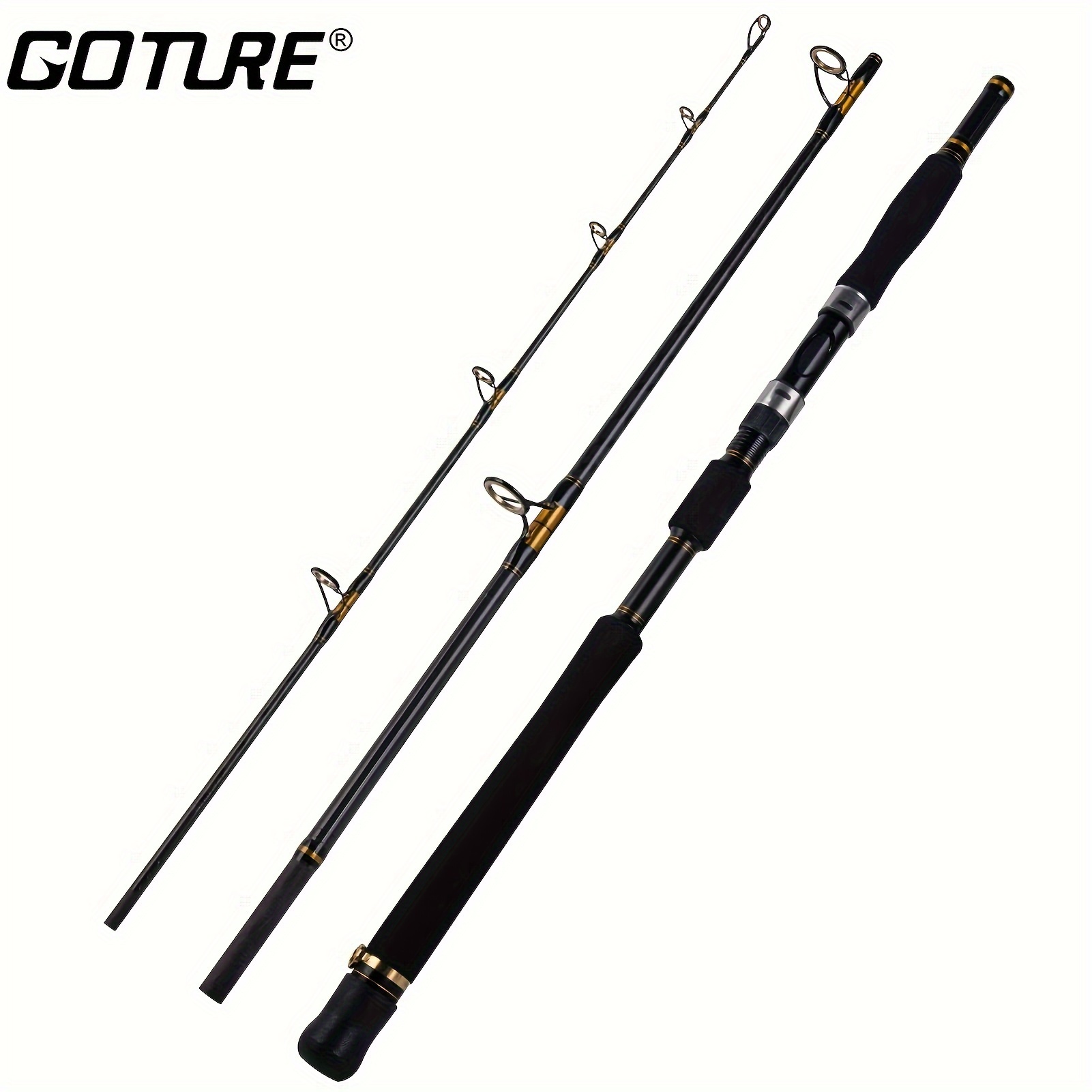 

Goture 1pc Extra Heavy Duty Carbon Fiber Fishing Rod, , Lb Trolling Rod With Eva Handle, Black - Uncharged