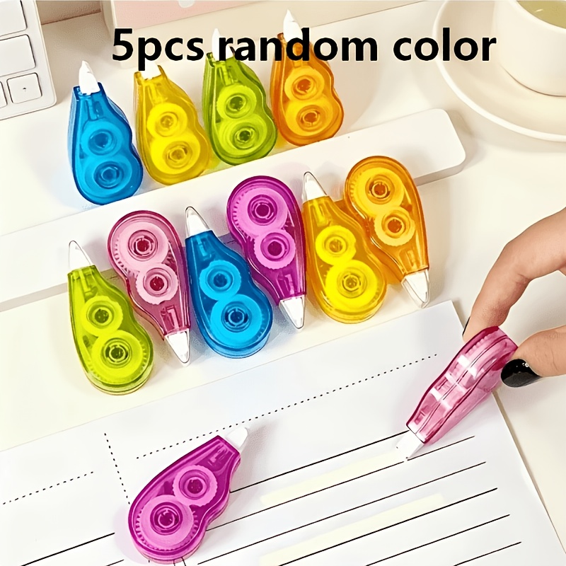 TEMU Lot de 5 de papeterie, couleurs aléatoires, design compact et transparent d', ruban adhésif à séchage rapide et lisse, convient aux étudiants,