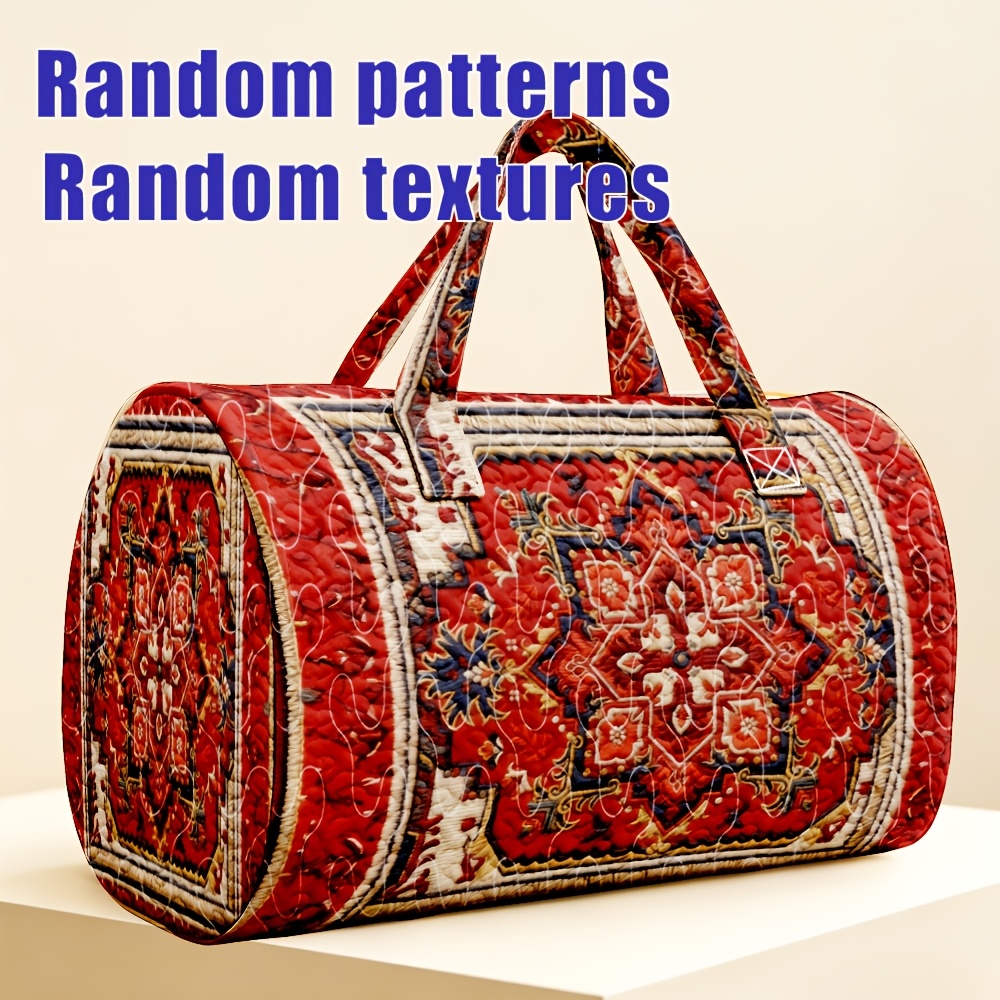 TEMU 1pc Quilted Red Persian Carpet Bag For Ladies Halloween Thanksgiving Christmas Gift