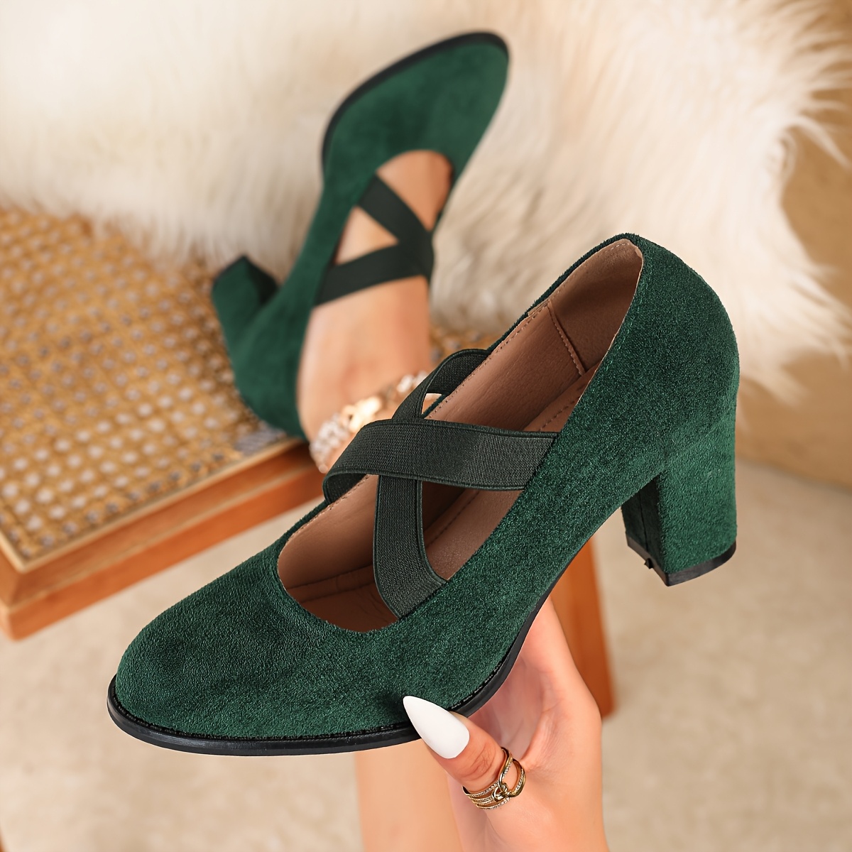 womens elegant round toe high heel shoes with strap design   green and burgundy options       heels strappy shoes durable heels 5
