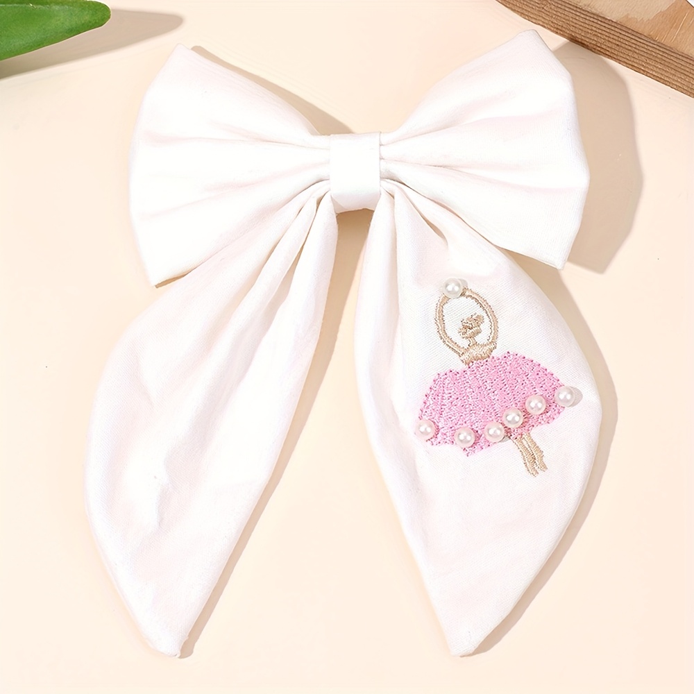 TEMU 1pc Ballet Theme Bows Hair Clips For Embroidered Dancer Hair Additions Perfect For Dance Performances Parties And Casual Attire Ideal Gift For