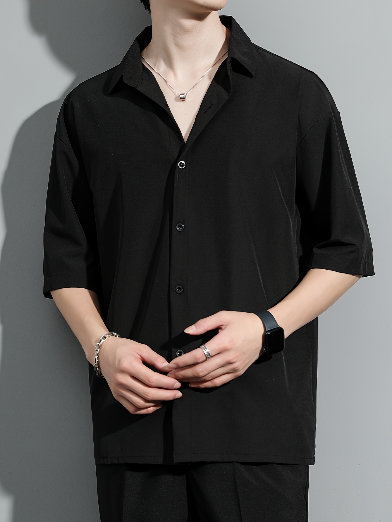 Camisas Casuales Camisas De Vestir Para Hombre De Seda 1pc Camisa