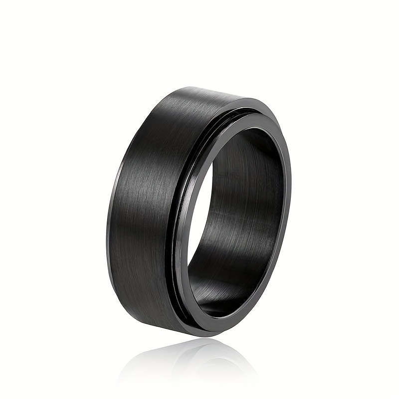 1pc Minimalist Style Unisex Neutral Ring Fashionable Individual Black Ring Easy Trendy Rotatable Ring Jewelry